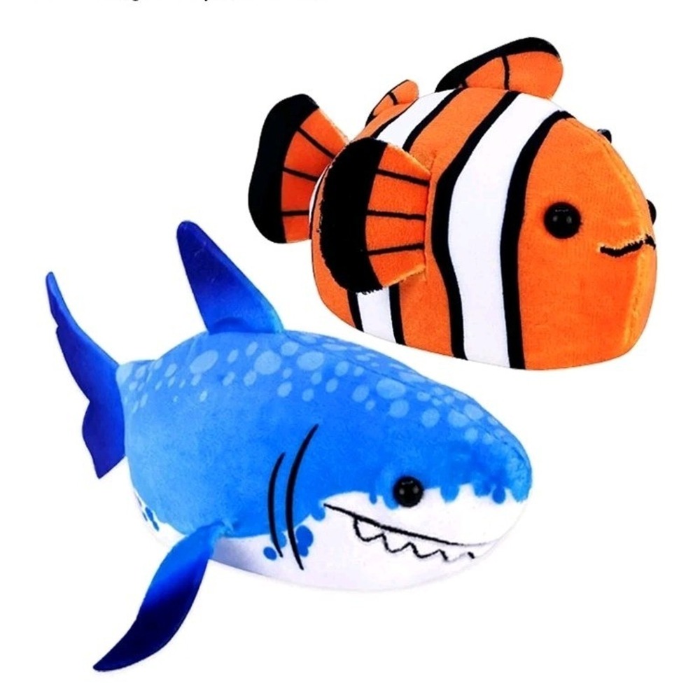 ZhuZhu Aquarium Blue Shark and Clown Fish Motorized Plush Toy Set NEW